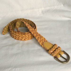 yellow leather breaded belt